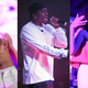 (L-R): Childish Gambino performs onstage during the 2018 iHeartRadio Music Festival on September 21, 2018 in Las Vegas, Nevada. Rapper Pusha T performs during the debut of his residency on June 16, 2018 in Las Vegas, Nevada. Solange performs during the HBO Bessie 81 Tour in LA on May 14, 2015 in Los Angeles, California.